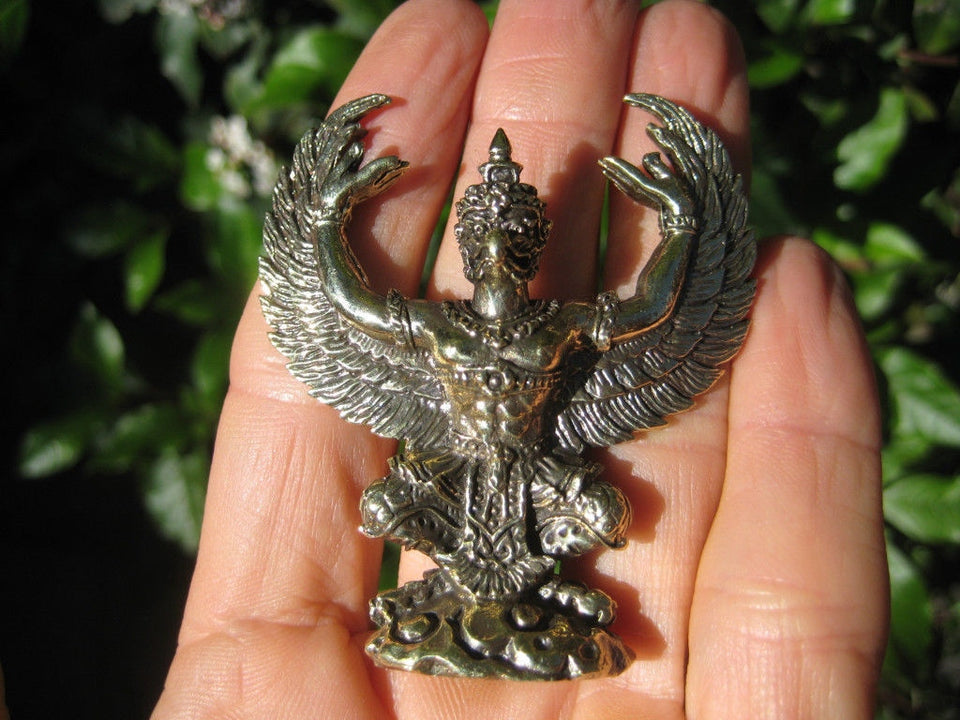 Brass Metal Garuda Bird God Statue Snake Bite Amulet Statue