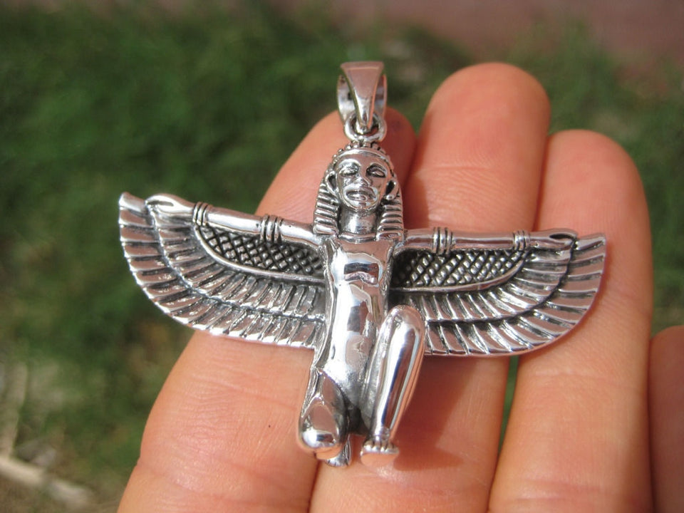 925 Sterling Silver Egyptian Bird God Horus Pendant Necklace A10