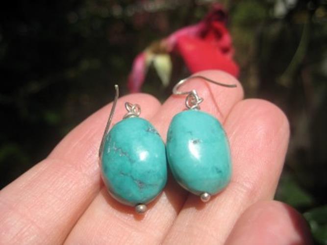 925 Silver Tibetan Turquoise earrings jewelry N3866