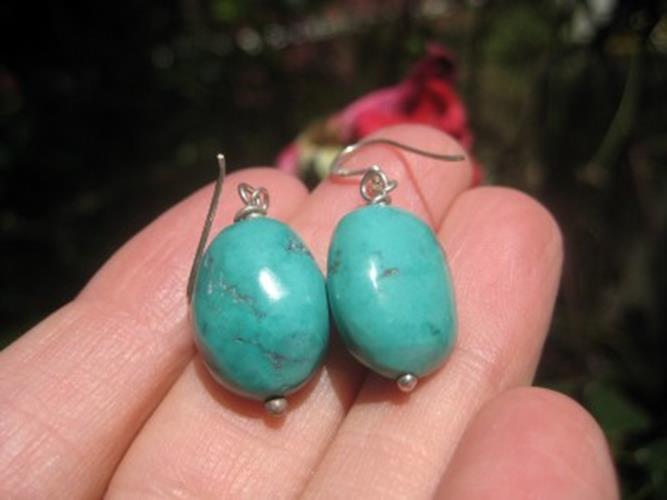 925 Silver Tibetan Turquoise earrings jewelry N3866
