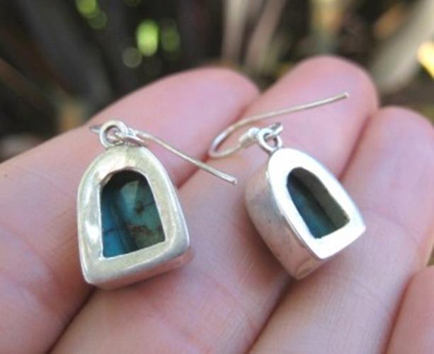 925 Silver Tibetan sky blue Turquoise earrings  N4554