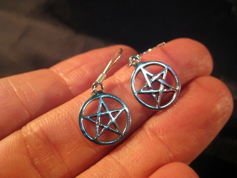 925 sterling silver wicca pentagram earring earrings N3866