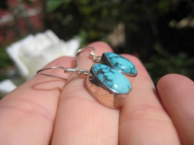 925 Silver Himalayan Turquoise earrings Nepal  N3877