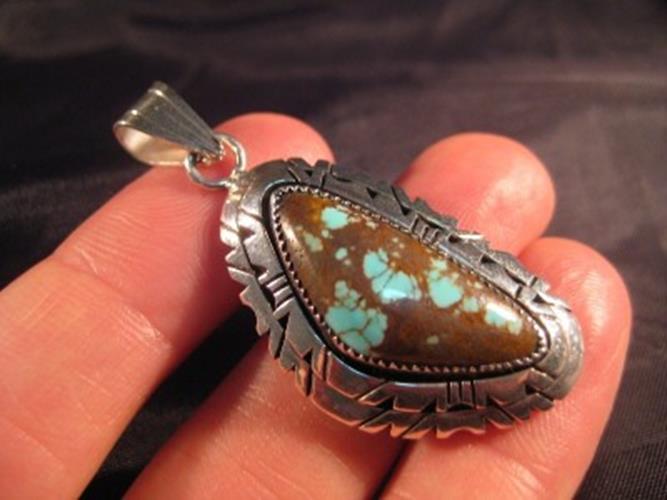 925 Silver Arizona Turquoise crystal Pendant Necklace Jewelry N4655