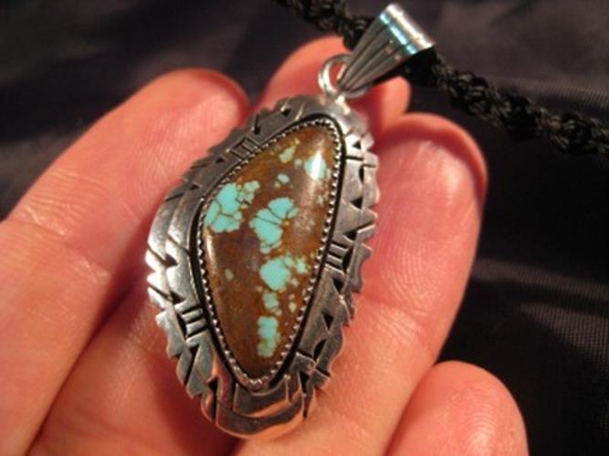 925 Silver Arizona Turquoise crystal Pendant Necklace Jewelry N4655
