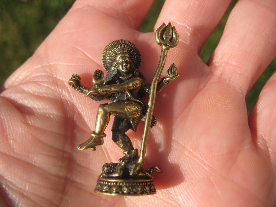 Small Brass metal Shiva statue Amulet Hindu Dance of Destruction A8266