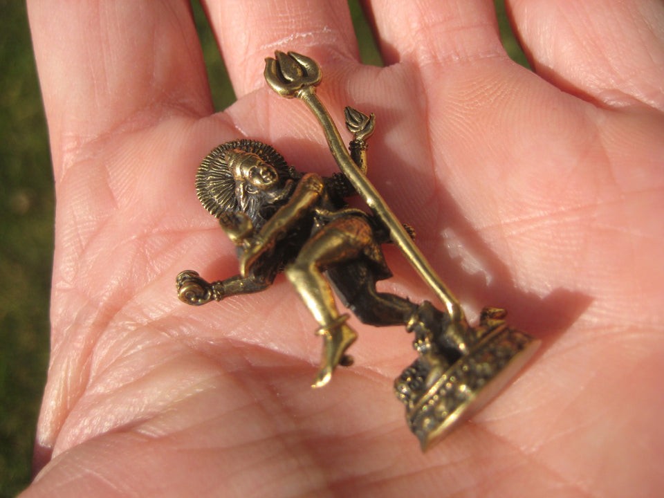 Small Brass metal Shiva statue Amulet Hindu Dance of Destruction A8266