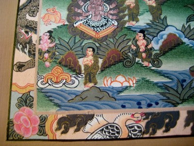 24 K Gold Shakyamuni Buddha Mandala Thangka Thanka Painting dragon border Nepal