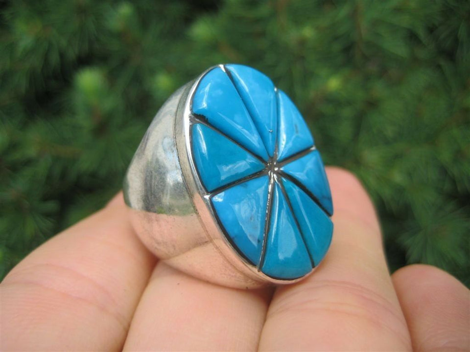 925 Silver Arizona Turquoise Ring Jewelry Size 9 N6355
