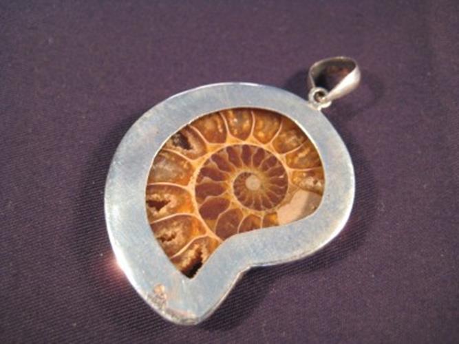 925 Silver ammonite ancient marine fossil pendant N3822