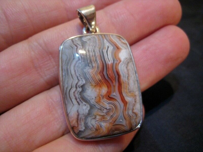 925 Silver Crazy Lace Agate Stone Pendant N3544