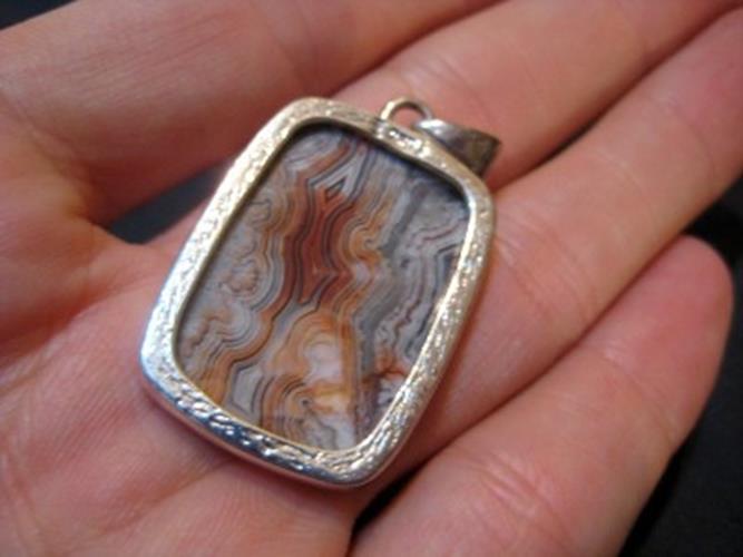 925 Silver Crazy Lace Agate Stone Pendant N3544