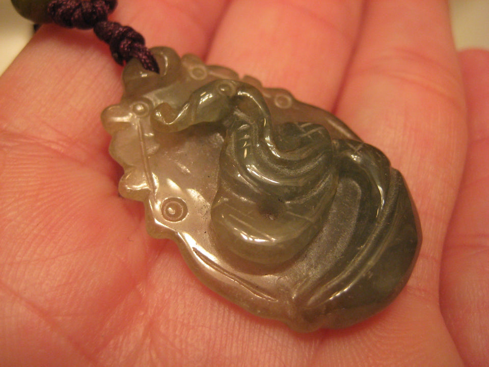 Jadeite Jade Snake Pendant Necklace A8528