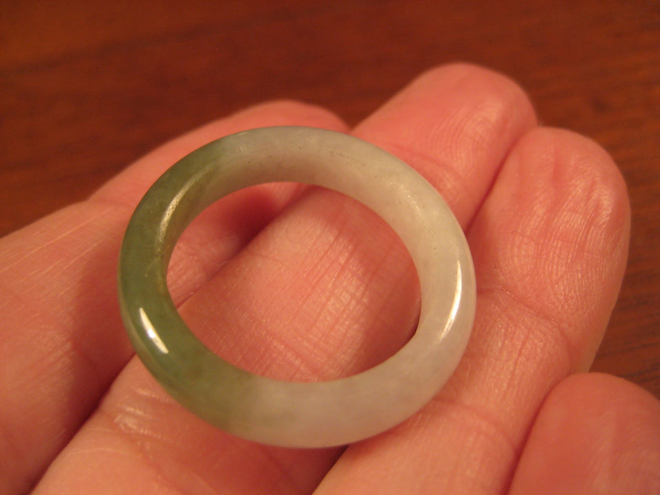Natural Jadeite Jade Ring Myanmar Jewelry Stone Carving Size 10.5 US A915
