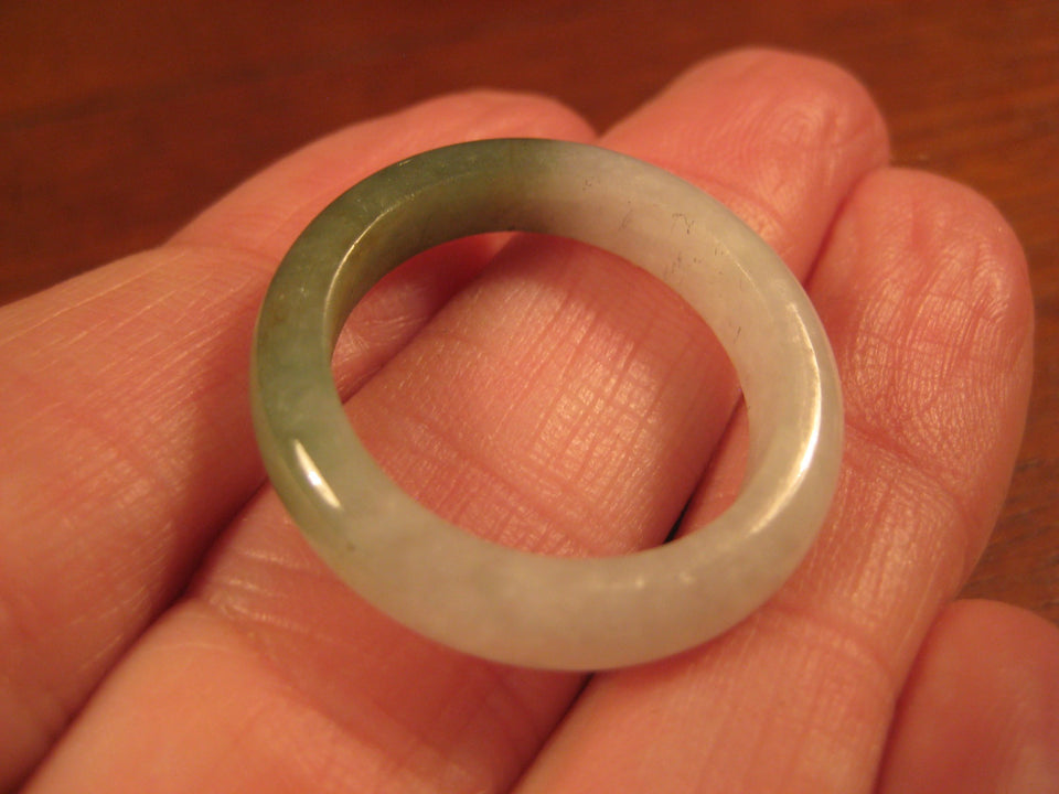 Natural Jadeite Jade Ring Myanmar Jewelry Stone Carving Size 10.5 US A915