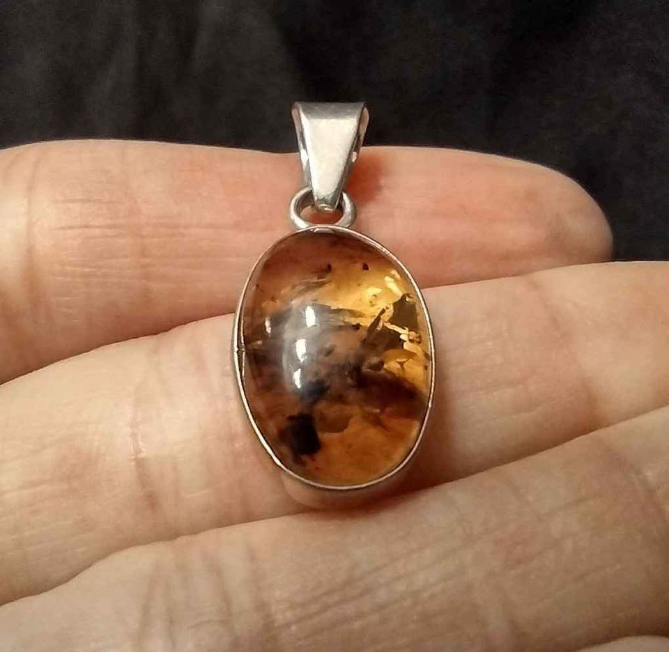 925 Silver Chiapas Amber pendant Taxco Mexico CH3486