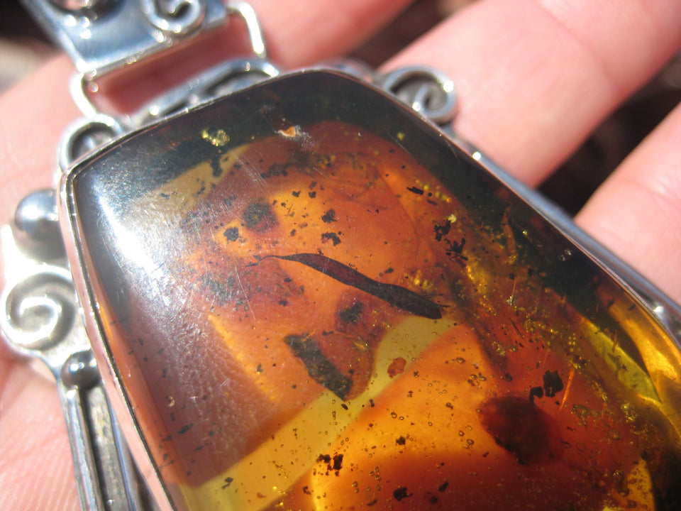 925 Silver Natural Chiapas Amber Australian Opal insect four flying ants A26433