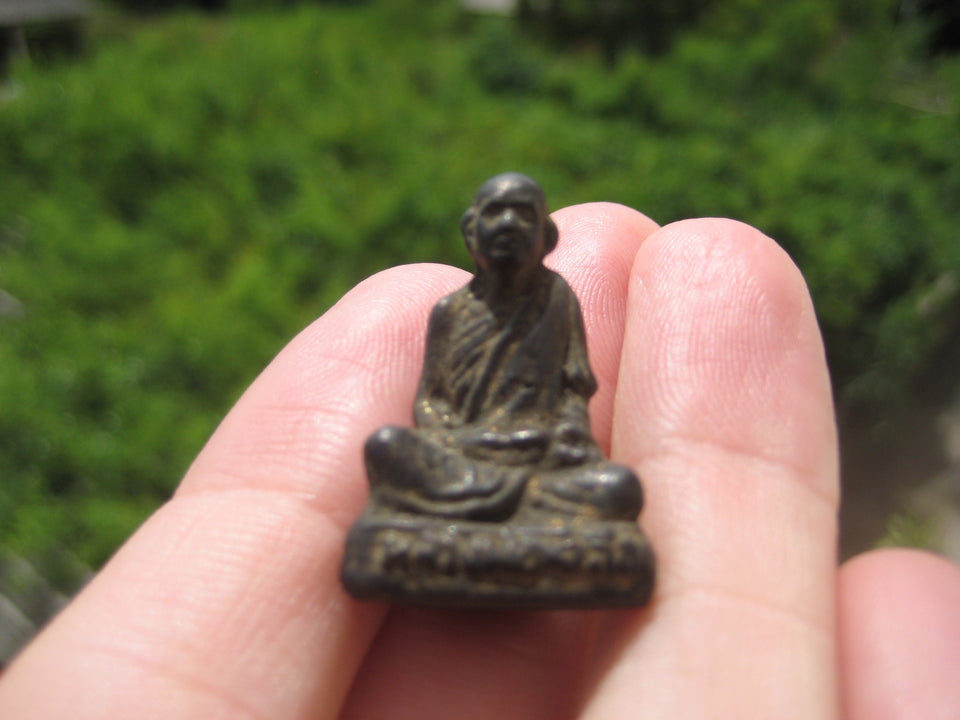 Metal Monk Buddha Good luck figure Thailand Amulet ED500