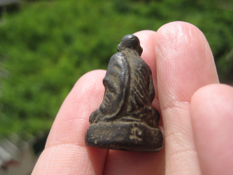 Metal Monk Buddha Good luck figure Thailand Amulet ED500