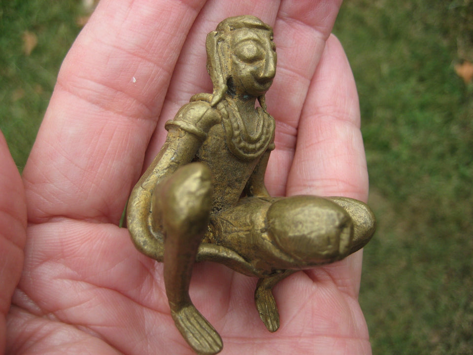 Brass Nude Man Statue Phallic Phallus Amulet Buddhist Paladkik A2766