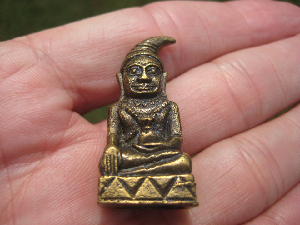 Buddha Monk Thailand Statue Amulet Lucky Charm Male Female Duality A2433