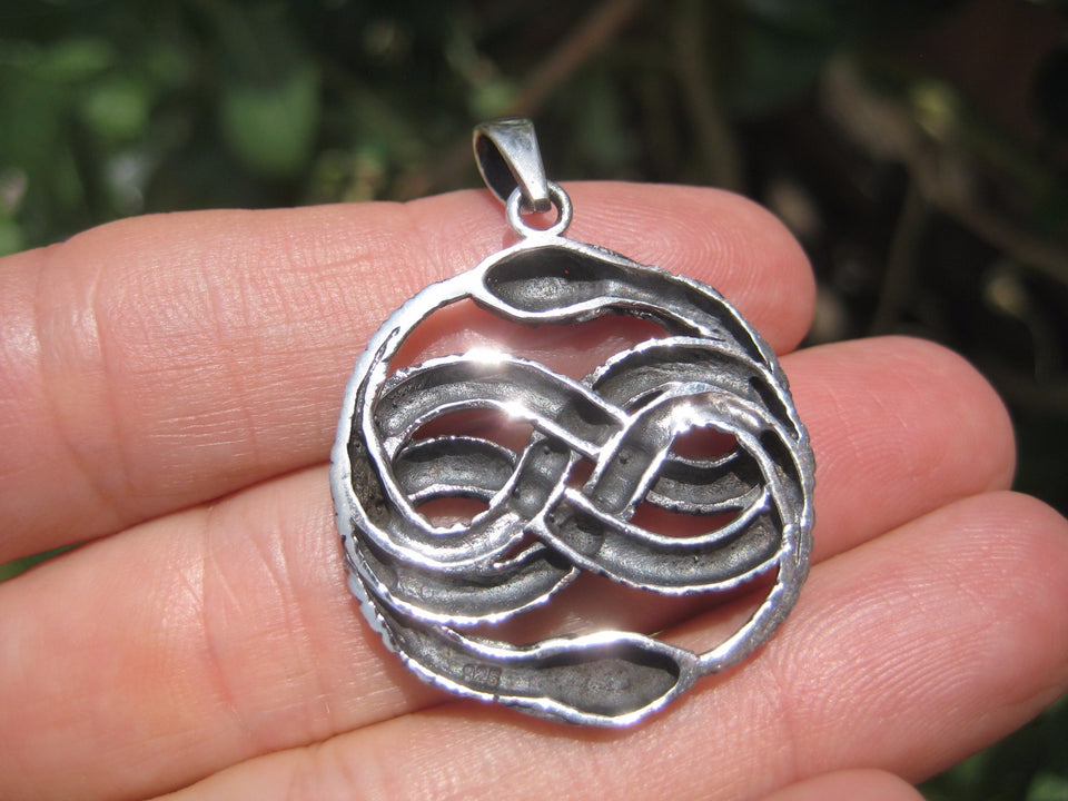925 Silver Snake Pendant Necklace Thailand jewelry Art A5