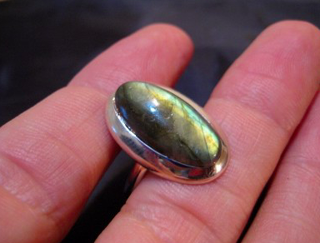 925 sterling Silver Labradorite crystal Ring Size 9 AN32