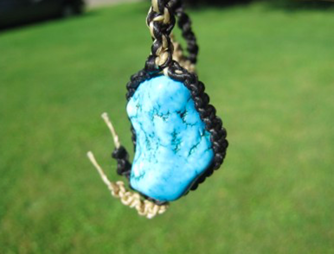 Howlite Turquoise hand woven Necklace Thailand jewelry art N4277