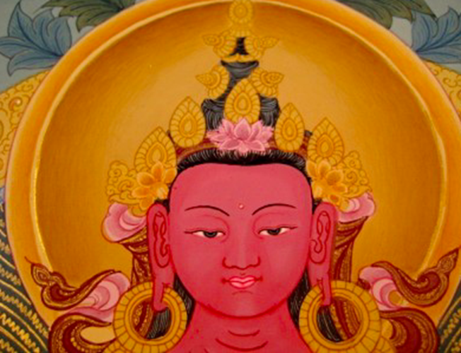 24 K Precision Purple Buddha Thangka Thangka Painting Nepal Himalayan Art N387