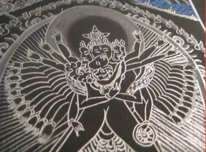 Pure Silver Kalachakra Buddha Mandala Thangka Thanka Painting Nepal art A