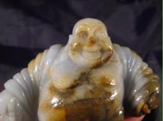 Jadeite Jade Happy Buddha Shakyamuni stone mineral carving AN546