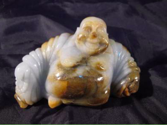 Jadeite Jade Happy Buddha Shakyamuni stone mineral carving AN546