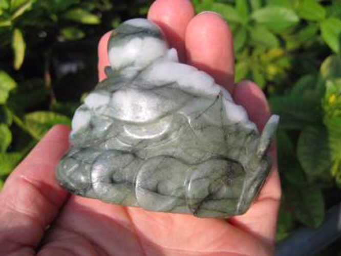 Jadeite Jade Happy Buddha Shakyamuni stone mineral carving Thailand art A N394