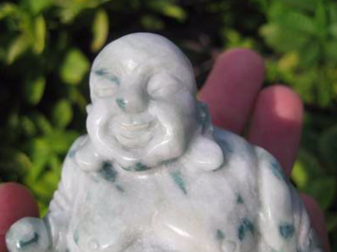 Jadeite Jade Happy Buddha Shakyamuni stone mineral carving AN402