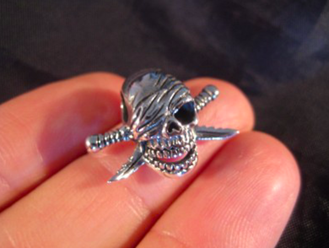 925 Sterling Silver Skull pirate pendant necklace jewelry art N244