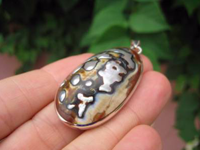 925 Silver African Turban Shell pendant Thailand jewelry art AN799