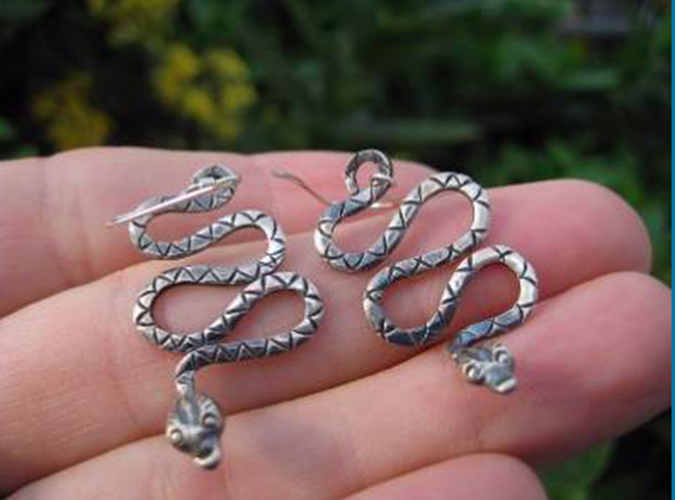 925 Silver Snake Earrings Earring jewelry Nepal himalayan art N266