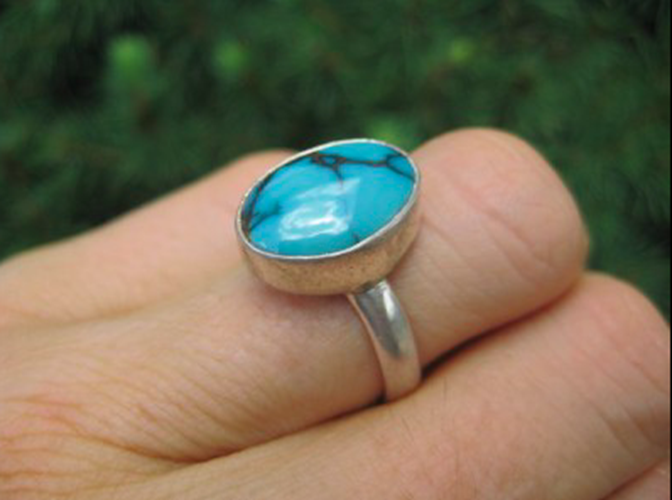 925 Silver Tibetan Turquoise Ring light Blue Size 8.5 AN2744