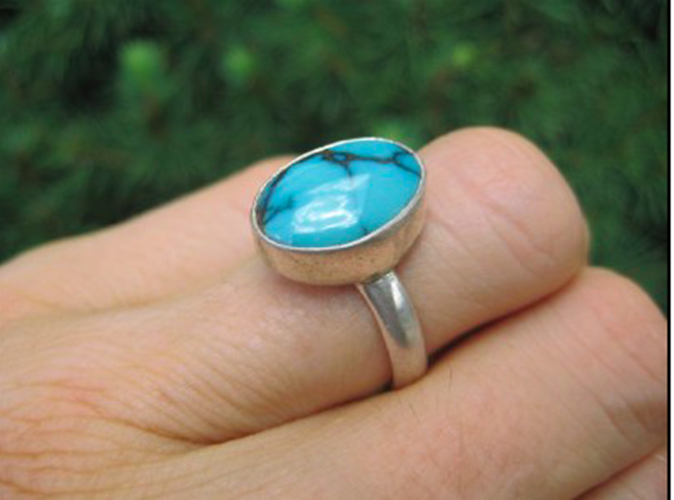 925 Silver Tibetan Turquoise Ring light Blue Size 8.5 AN2744