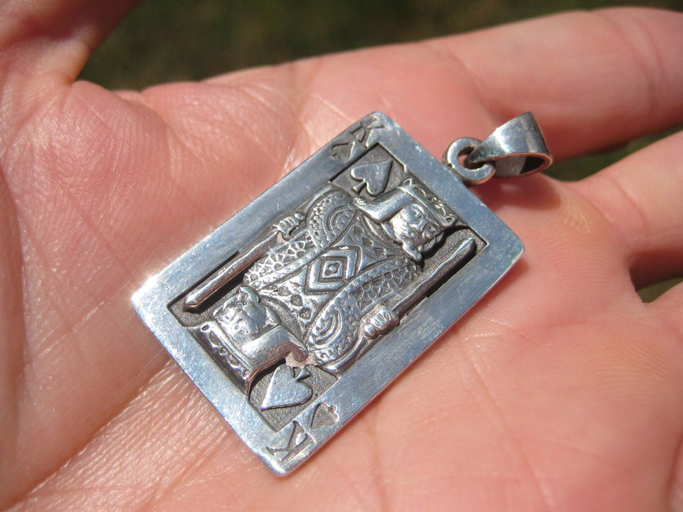 925 Silver King of Spades Card Game Cards Pendant