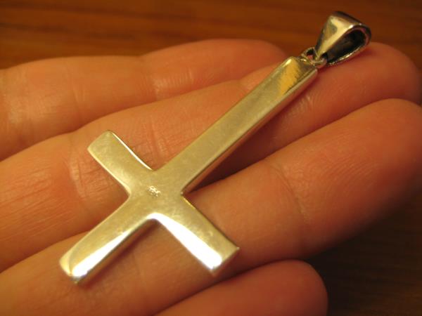 925 Silver inverted Petrine Cross Saint Peter or Satanic Pendant A20