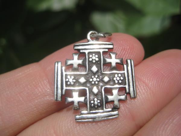 925 Sterling Silver Fivefold Cross Crusaders Cross Medal A17