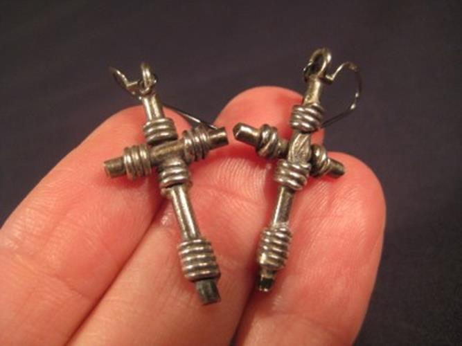 925 Silver cross earrings earrings ear ring jewelry art Thailand N3755