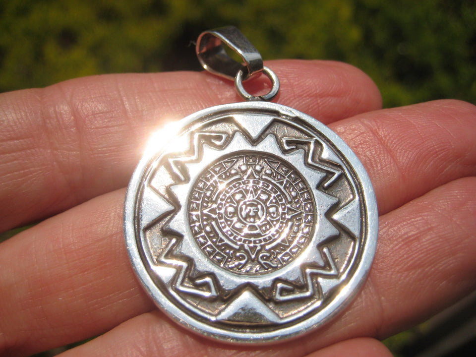 925 Silver Mayan Aztec Calender Taxco Mexico  A89258