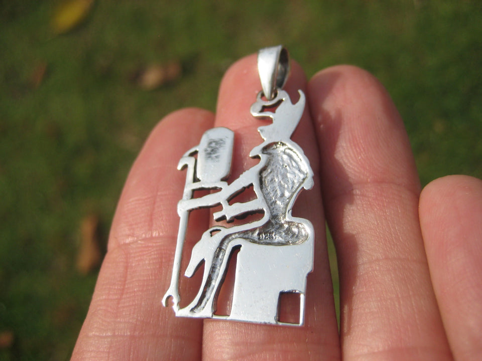 925 Silver Egyptian Bird God Horus God Deity Ankh Cross Pendant necklace A21