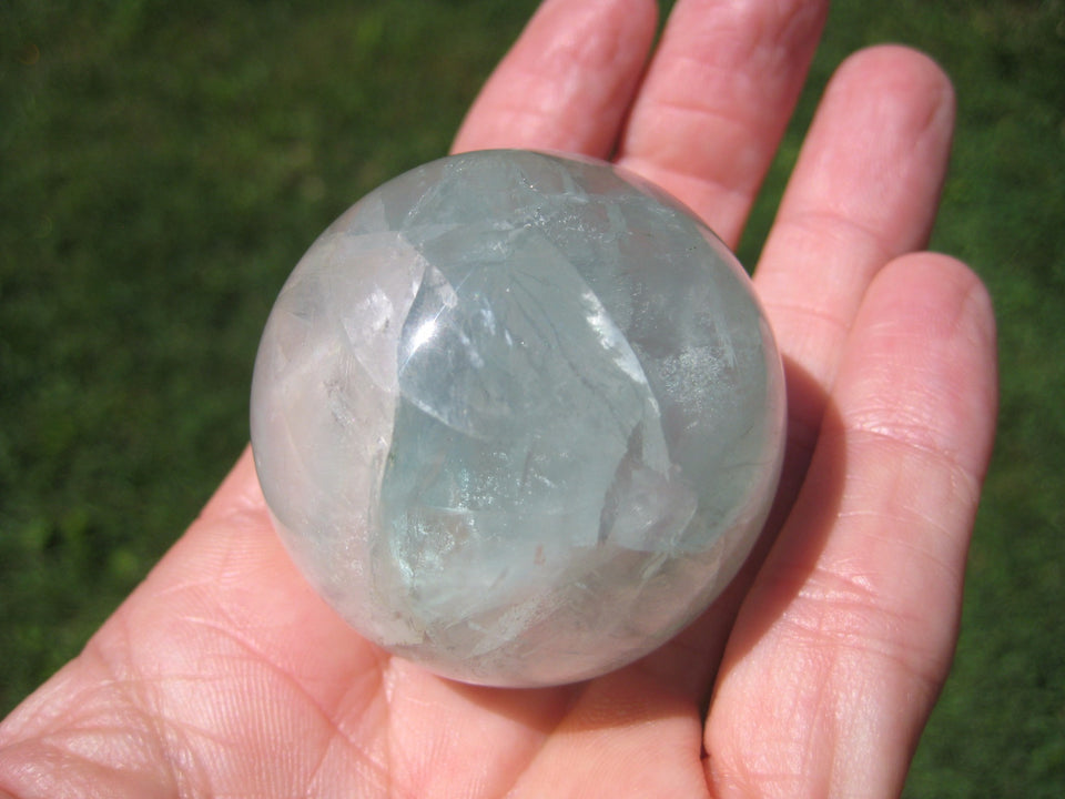 Natural Fluorite Quartz Crystal Ball Carving Thailand Stone Mineral Art A22