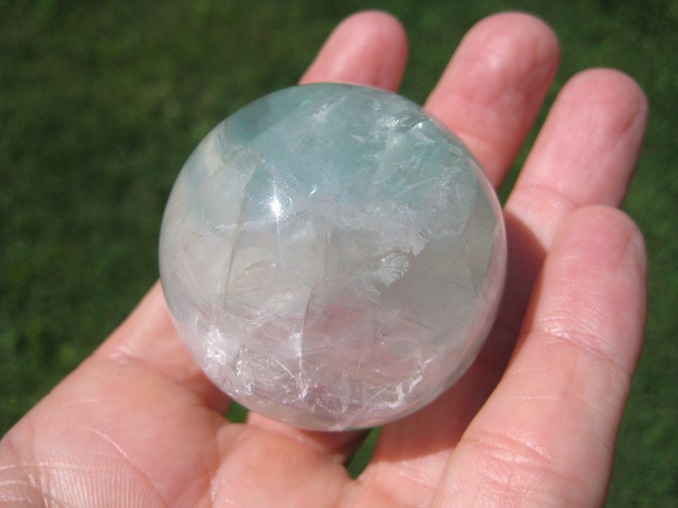 Natural Fluorite Quartz Crystal Ball Carving Thailand Stone Mineral Art A22