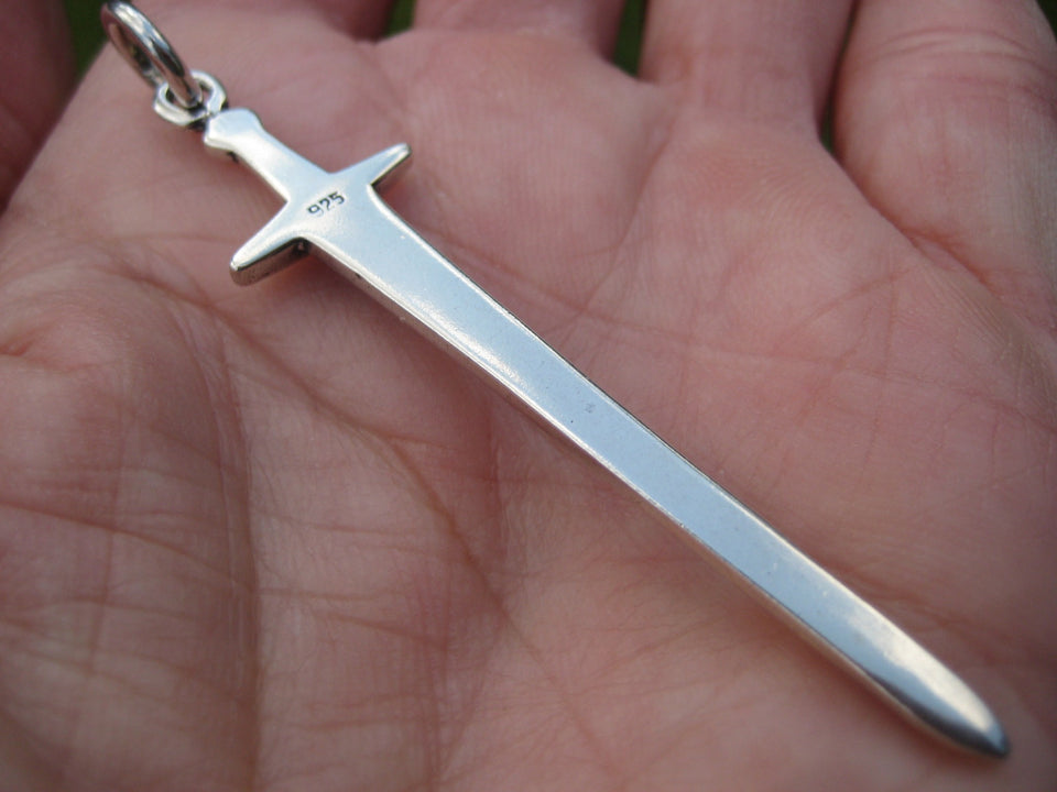 925 Silver Ulfberht Viking Sword Pendant Necklace N3755