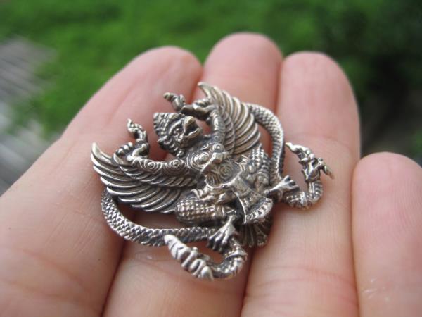 Silver Color Brass Metal Garuda Bird Snake Bite Amulet A4 buy 1 get 1 free