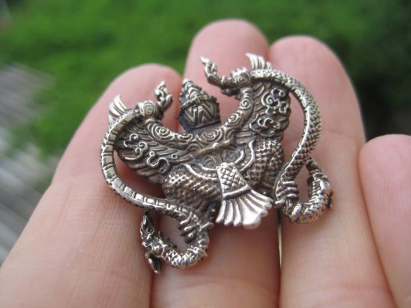 Silver Color Brass Metal Garuda Bird Snake Bite Amulet A4 buy 1 get 1 free